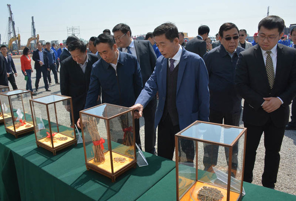 参观中药材样本   郭凯祥摄